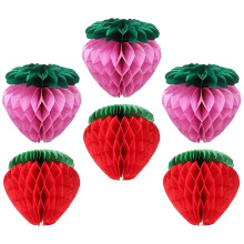 Lot de 6 lanternes fraise pour décoration de baby shower ou de mariage.