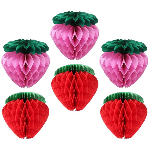 Conjunto de 6 lanternas de morango para decoração de chá de bebê, casamento e cerimônia.