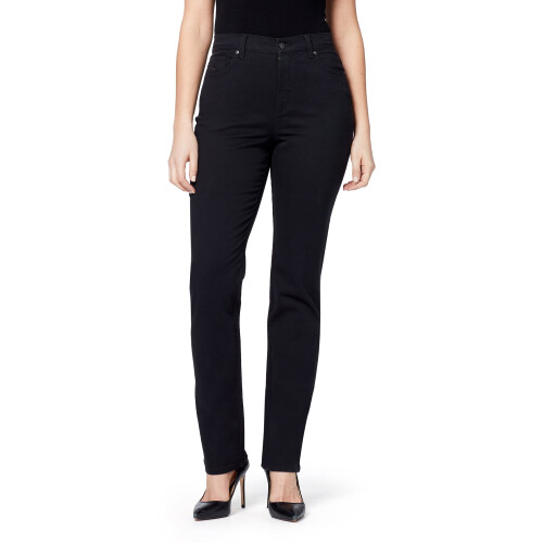 Calça jeans reta Amanda de cintura alta para mulheres e tamanhos plus size, comprimento regular de 30 polegadas (76 cm), comprimento da perna curto