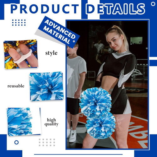 8 metalliske cheerleader-pomponer, 30 cm ringformet 2