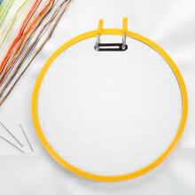 Durable Yellow Plastic Round Embroidery Hoop with Smooth Surface for Sewing Projects