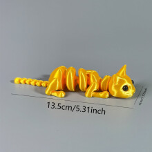1 Stück GOLD 13,5 cm 3D-gedruckte bewegliche Katzenfigur mit Schwanzgelenk, Actionfigur, Geschenkdekoration