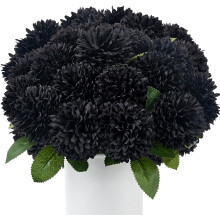 Lot de 12 chrysanthèmes artificiels noirs – Chrysanthèmes en soie pour Halloween, Thanksgiving, mariages d'automne et décoration intérieure