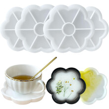 4 moldes de resina con forma de flor, moldes de silicona duraderos para posavasos de resina epoxi, bandejas para joyería/velas DIY, regalos