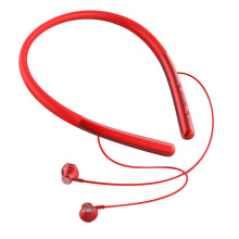 Bluetooth 5.0-nekbandhoofdtelefoon. Draadloze hoofdtelefoon met bewegingsknopbediening en kaartsluiting.