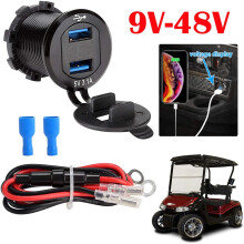 9–48 V spenningsmåler for golfbil med dobbel USB 3.1-lader for Club Car EZGO Yamaha