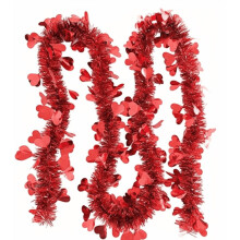 Guirlande de 2 m pour la Saint-Valentin – Décoration en forme de cœur rose et rouge pour sapin, cheminée, fête, intérieur/extérieur (RedA)