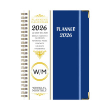 2025-2026Engelsk tidsplan A5Planner – Spiralnotesbog med skilleark, 8,3" x 5,8", version E-omslag, til toårig planlægning og organisering