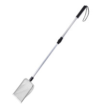 Extended Handle Stainless Steel Litter Scoop, Long Pet Shovel for Cat Litter Box, Beach Sand & Dog Poop Pickup – Light Gray