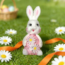 Påskeharepynt med kunstige blomster – Vårlig midtpunkt til hjemmet og bordet, festlig peishyllepynt, søt festdekorasjon
