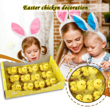 12Pcs Easter Chicks Polyester Cake Topper, Yellow Mini Chicks Easter Decorations for Party Decor, Basket Fillers