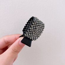 Modische Haarspange aus Metall mit Perlen und Strasssteinen für Damen und Mädchen, Mini-Haarspange für hohen Pferdeschwanz, elegante