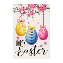 Drapeau de jardin « Joyeuses Pâques » avec lapin, 30 x 45 cm, double face, décoration printanière/de Pâques pour porche, terrasse et jardin