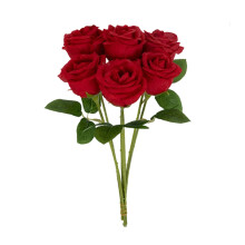 Kunstig blomst - 33,5 x 14,5 cm rød silkerosebukett borddekorasjoner til bryllupsfest, utdrikningslag, hjemmedekor