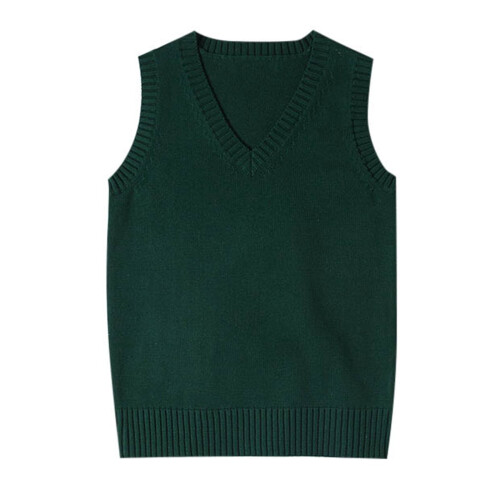 Γυναικείο Vintage Πλεκτό Αμάνικο Γιλέκο – Casual Φανελάκι σε Στυλ Preppy School, Πράσινο,