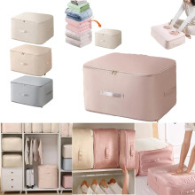 Organisateur auto-compressible gain de place pour couettes, couvertures et linge de lit, rose