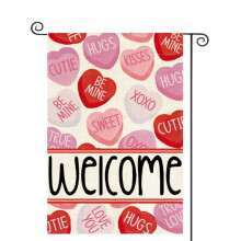 Drapeau de jardin pour la Saint-Valentin, décoration extérieure pour une fête de rencontres, drapeau de bienvenue imprimé pour porte