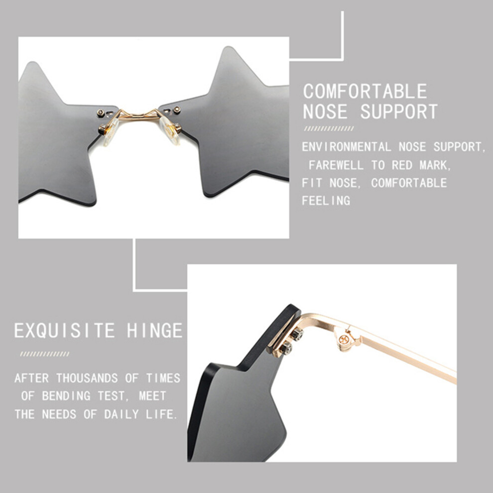 Penghui-Toys Gold/Gray ( Frame Flakes) Retro Pentagram Sunglasses For Women & Men