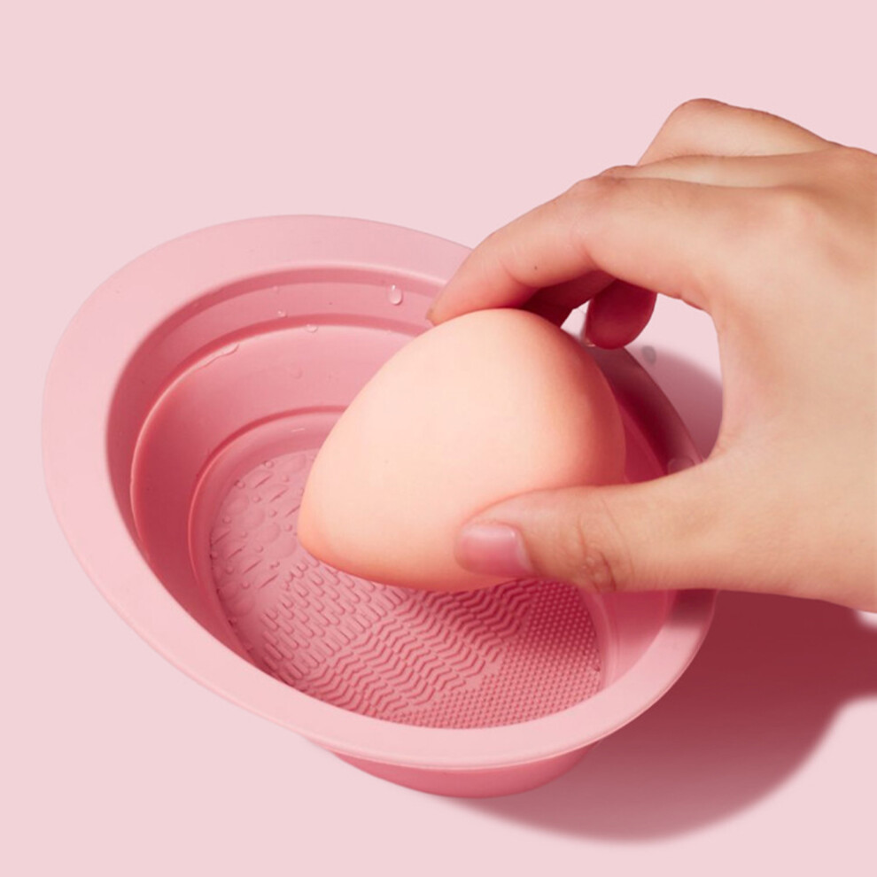 Penghui-Toys Pink (Pink) Brush Cleaner Bowl - Portable Makeup Tool