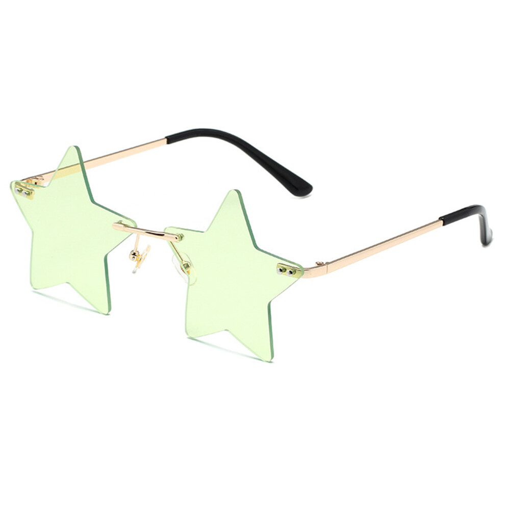 Dachuang Beauty Gold/Green ( Frame Film) Retro Pentagram Sunglasses For Women & Men