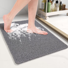 Alfombrilla de ducha antideslizante con superficie de lufa, 16x24 pulgadas, color gris.