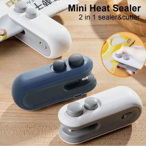 Mini scelleuse de sachets de goûter rechargeable avec cutter (1 unité) 1