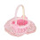 Pink Lace Trim Wicker Flower Basket Decorative Handheld 1 2