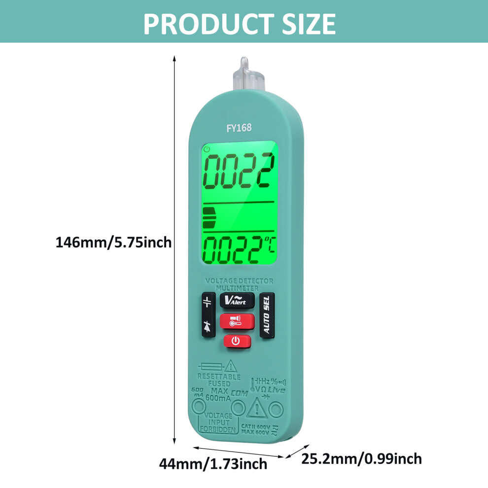 Fy168 Digital Multimeter 60Mv-620V With Backlight, Rechargeable, Green 3311388439168