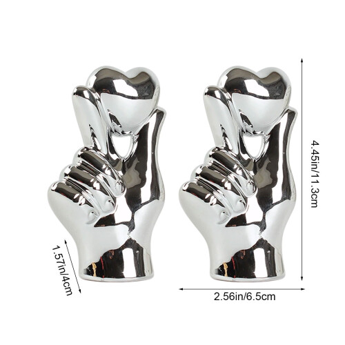 Ceramic Heart Figurines Minimalist 2 pcs 1