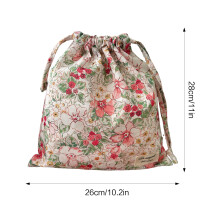 (Big flower on the bottom of apricot) Vintage Floral Drawstring Bags for Wedding Favors