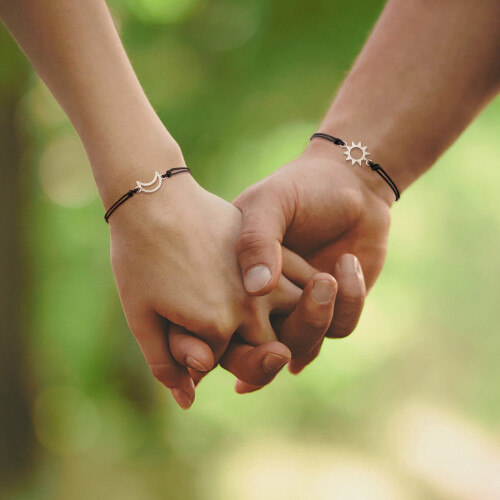 Presente para o Dia dos Namorados: Pulseiras combinando com sol e lua para casais e amigos – Pulseira de corda ajustável, compatível com todos os 1