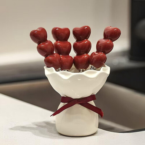 Fruktgaffel i rustfritt stål, hjerteformet – 1 stk. 1