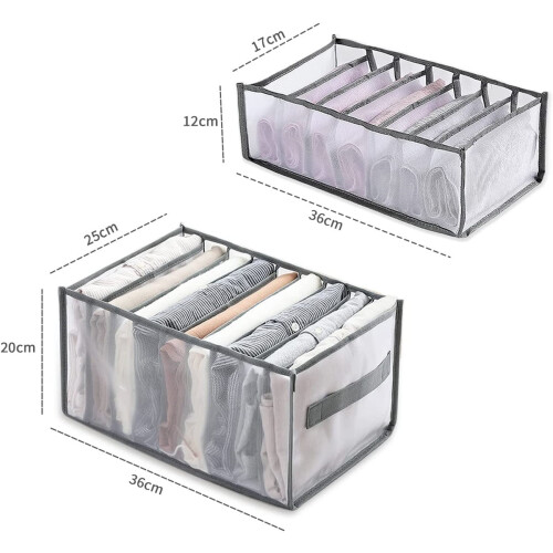 Casewin2-Pack Ντουλάπα Organizer, Κουτί Αποθήκευσης Τζιν 7 Πλέγματος, Πλενόμενο & Πτυσσόμενο 1