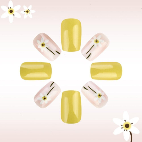 24 Unhas Postiças Quadradas com Desenhos Incríveis 2