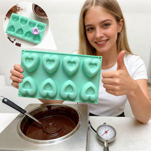 Herzförmige Silikon-Schokoladenform mit 8 Mulden 2