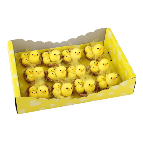 12Pcs Easter Chicks Polyester Cake Topper, Yellow Mini Chicks Easter Decorations for Party Decor, Basket Fillers 1