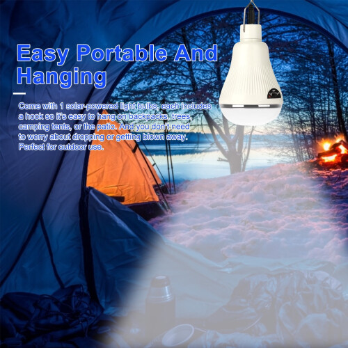 Ηλιακή λάμπα LED – Επαναφορτιζόμενη, Φορητή με Γάντζο Κρεμάσματος, για Κάμπινγκ, 1