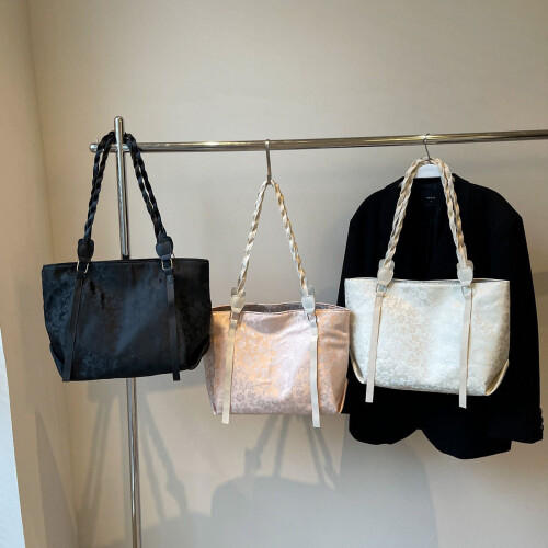 Silk Tote Bag Small Horizontal Square Shape 1