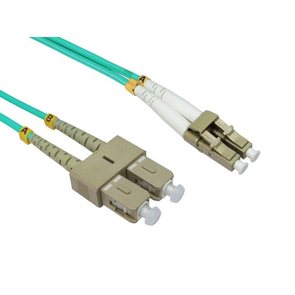 Kenable Om4 Aqua Fibre Optic Lc Sc Duplex Mm 50 125 Patch Lszh Cable 0.5M