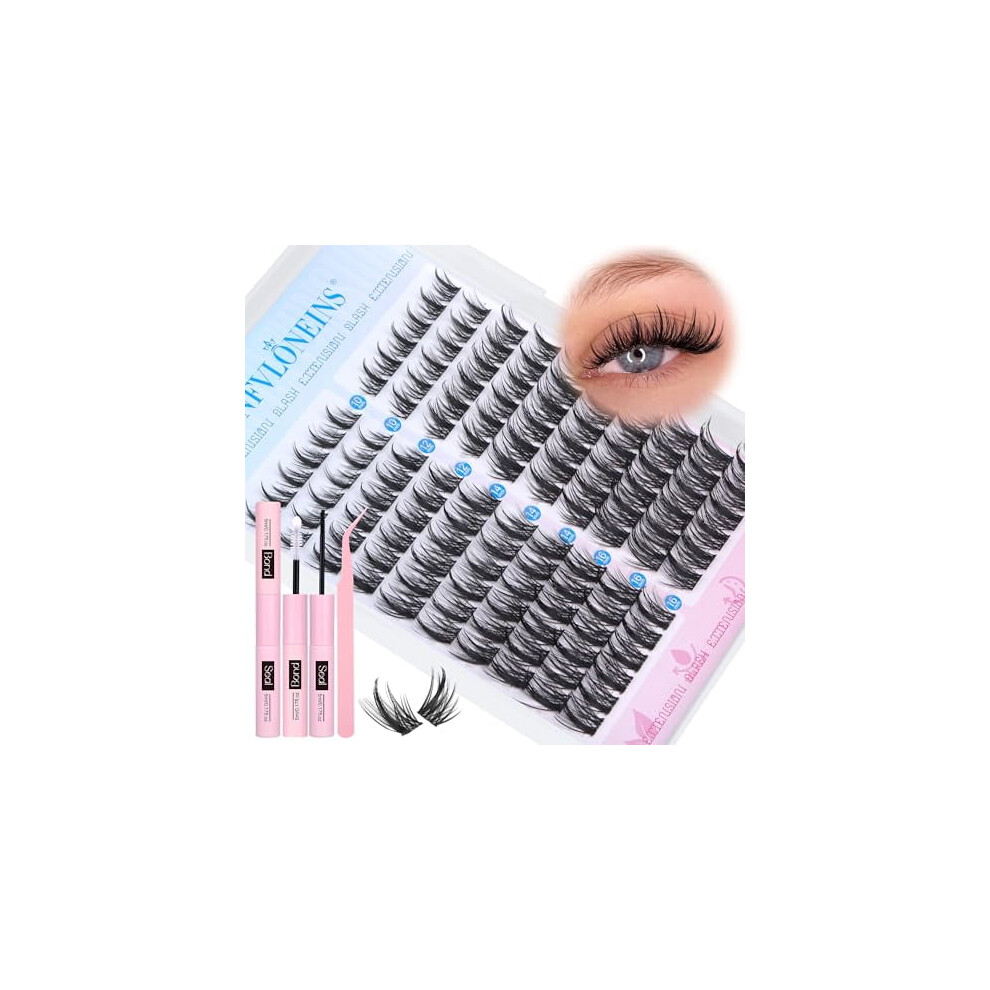 Brown Manga Lash Clusters Kit Â Natural Wispy Eyelash Extensions With Bond, Seal & Tweezers