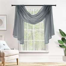 Transparenter Voile-Fensterschal, dunkelgrau, 54 x 144 Zoll