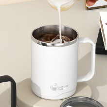 Tazas de café de doble pared con aislamiento térmico, 500 ml, color blanco, acero inoxidable.