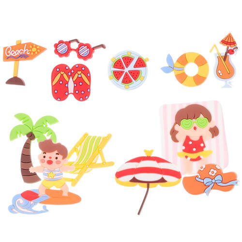 Conjunto de enfeites para bolo com tema de praia – Coqueiro e óculos de sol 1