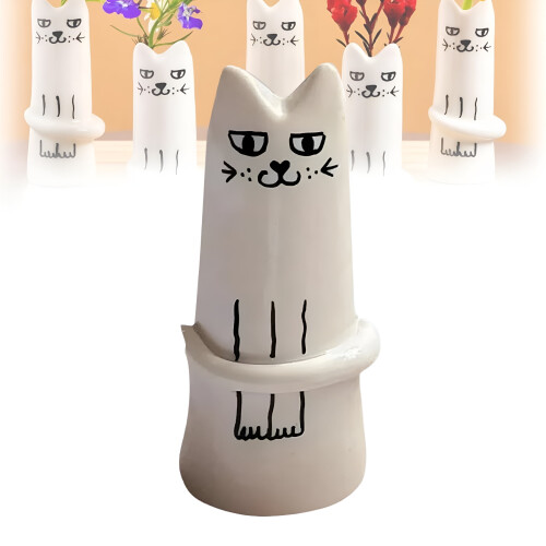 Keramisk katteblomstervase Mini knoppvase sett med 1