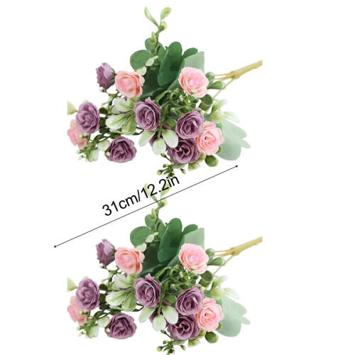 Buchet de trandafiri artificiali violet, 30 cm, 15 capete 2