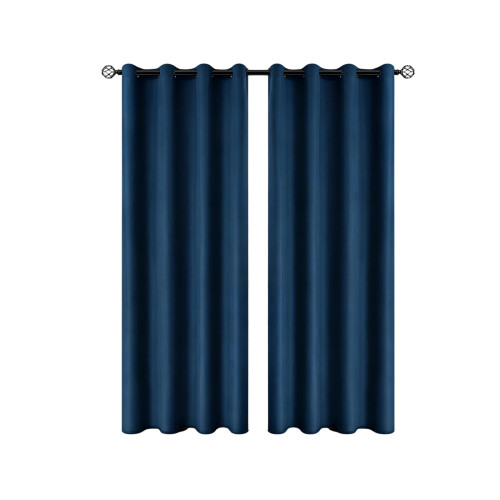 Blackout Blue Perforated Thermal Curtains Tab Top 79 inch 1