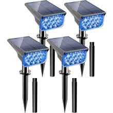 Blauwe spotjes op zonne-energie voor buiten, landschapsverlichting (4 stuks)