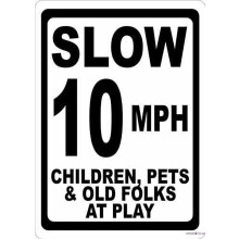 Placa de aviso de velocidade reduzida (10 MPH) em alumínio, 20x30 cm (8x12 polegadas).