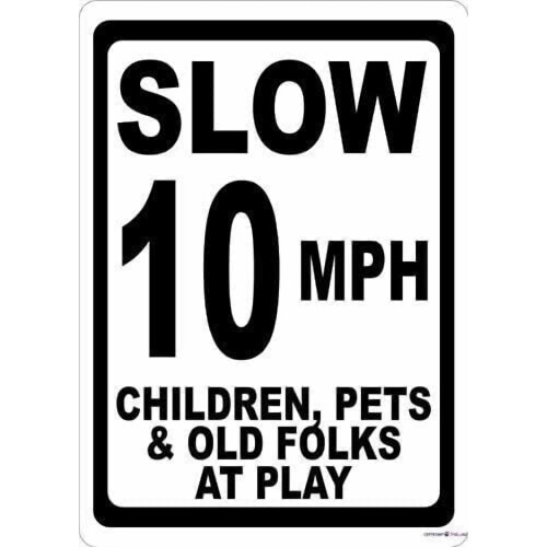 Placa de aviso de velocidade reduzida (10 MPH) em alumínio, 20x30 cm (8x12 polegadas).