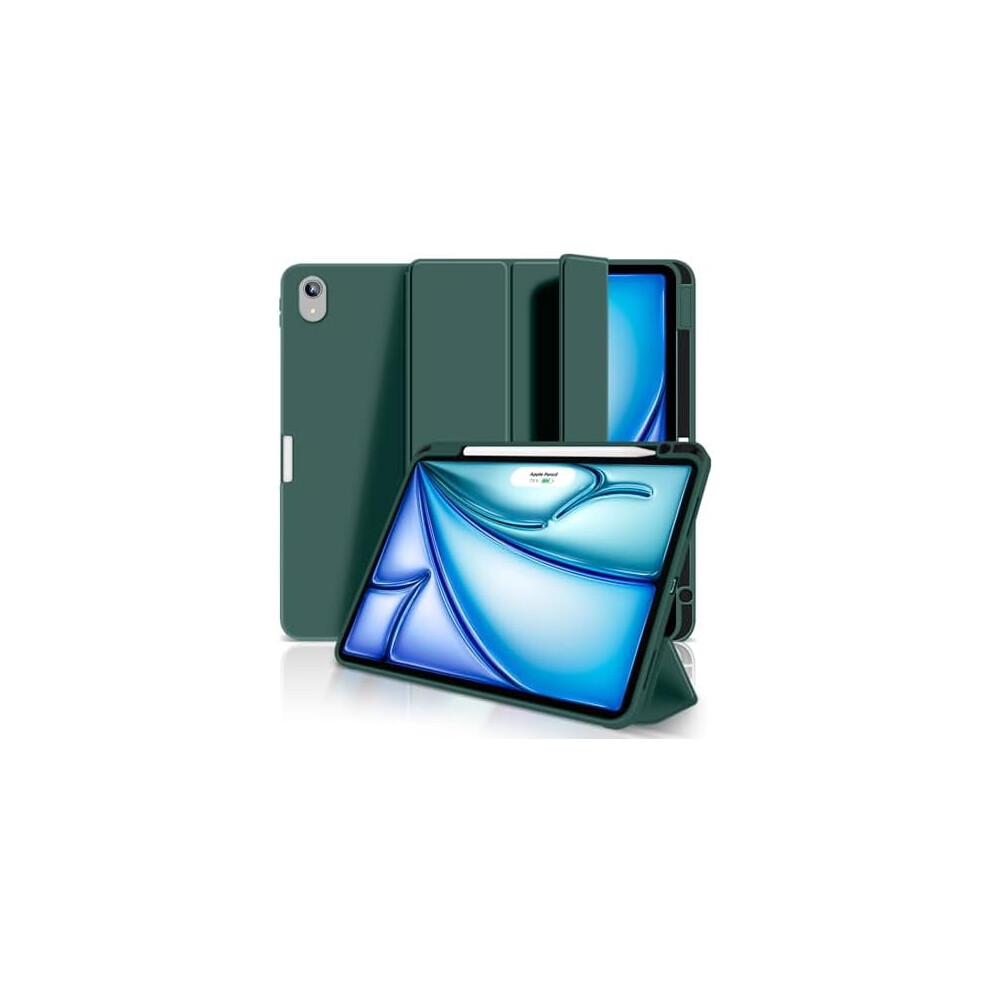 Ipad Air Case: Compatible With 11" M3/M2 (2025/2024) & 10.9" 5Th/4Th Gen (2022/2020), Trifold Stand, Pencil Holder, Auto Sleep/Wake, Dark Green 9555307585558
